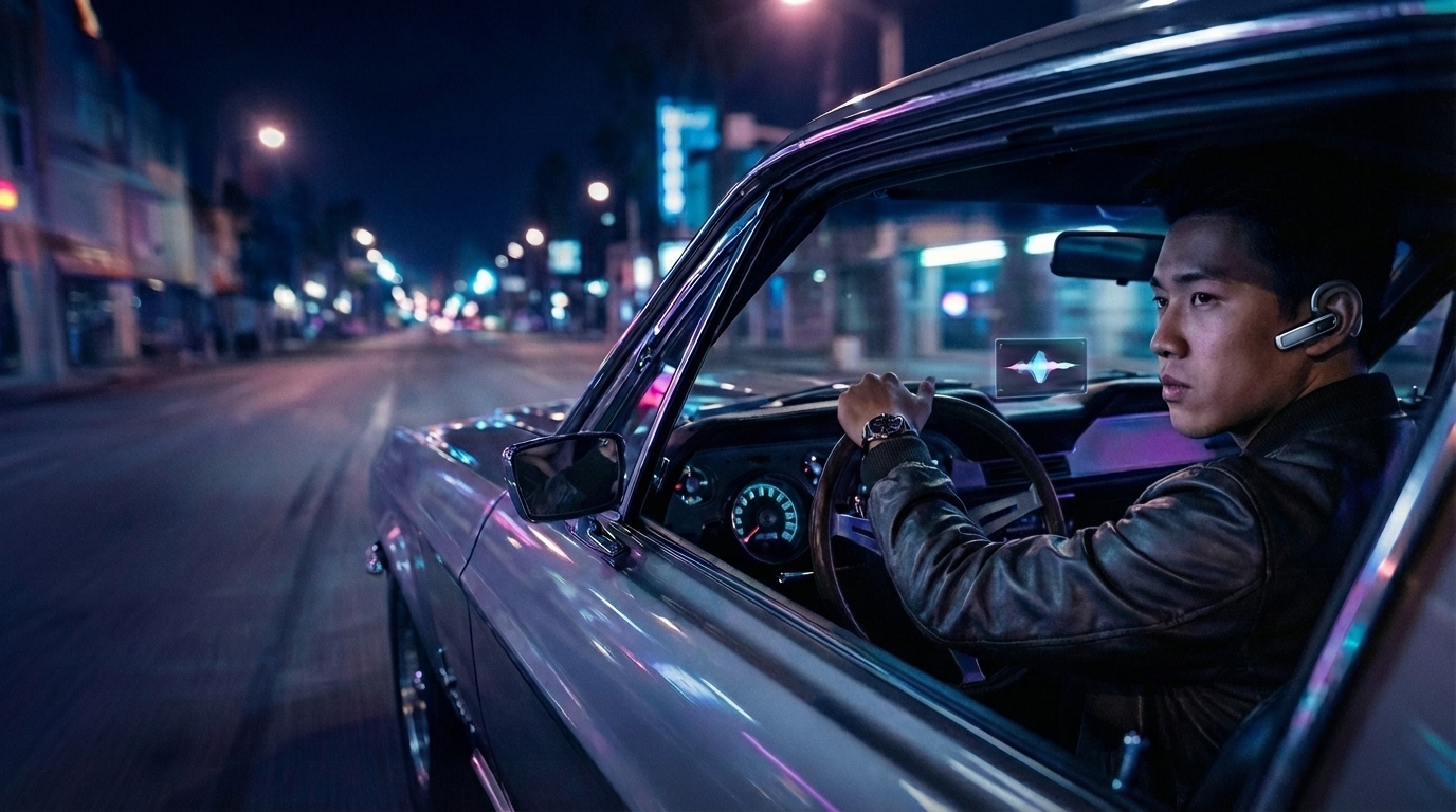 Professional using run91.ai while commuting